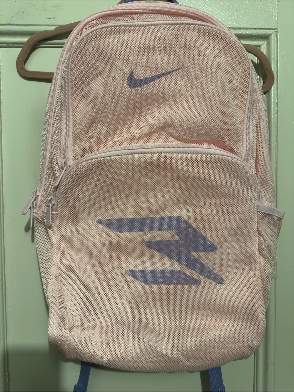 NWT Nike Women’s Pink Mesh Backpack with Purple Accents. 20”L x 14”W.